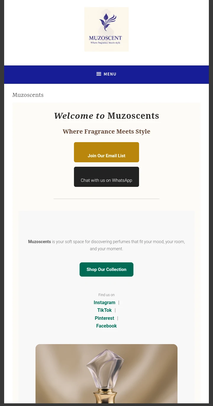 muzoscents online shop view